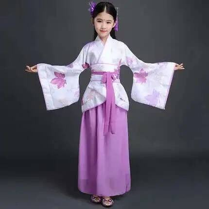 Hanfu Chinese Costume Girls Children Kimono Traditional Vintage Ethnic Fan Students Dance Halloween Japanese Yukata Kimono Style