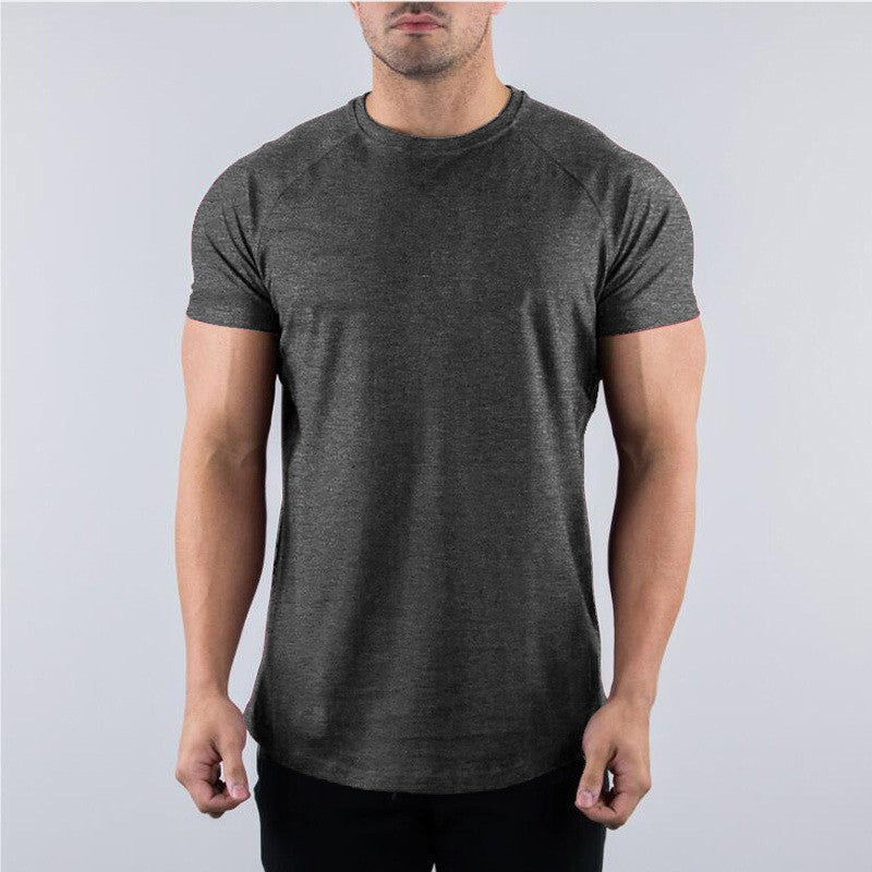 Cotton Gym T-shirt Men Summer Fitness Clothing O-Neck Short Sleeve T shirt Slim Fit Tshirt Bodybuilding Workout Tees Tops