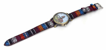 Running Horse Print Animal Unicorn Horses Fashion Men Women Stripes Denim Cloth Canvas Band Sport Quartz Watch