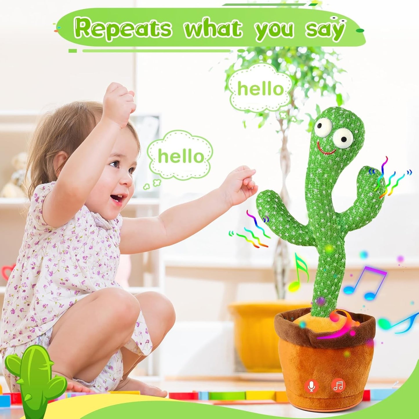 Talking, Recording ,Dancing Cactus Toys, Children's Electronic Plush Cactus Toys, 120 Songs, Children's Birthday Gifts