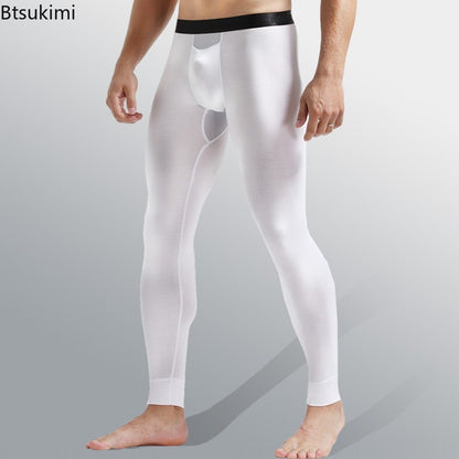 Men's Long Johns Ice Silk Mesh Perspiration Thermal Pants Slim-fit Honeycomb Breathable Leggings Mens Winter Thermal Underwear