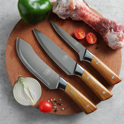 1-3pcs Butcher's Precision Knife Set with sheath Premium Imitation wood Handles - Meat, Fish,and Poultry Processing,Slicing Tool