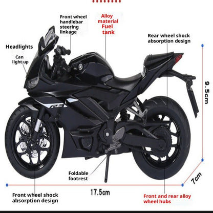 Simulação 1/12 Yamaha R3 Liga Modelo de Motocicleta Luz e Som Carro de Brinquedo para Crianças Menino Presente de Aniversário Miniatura Voiture