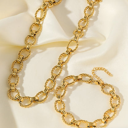 GANEMLY Conjunto de colar e pulseira de corrente de metal de aço inoxidável 316L para mulheres, gargantilhas de estilo punk, joias à prova d'água, presente feminino