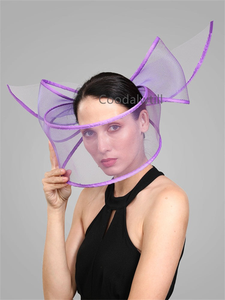 Fascinator de Véu Branco Elegante Chapéu Feminino para Kentucky Derby Evento de Corrida Adorno de Cabeça de Moda Boné de Rede Chapeau para Eventos Femininos