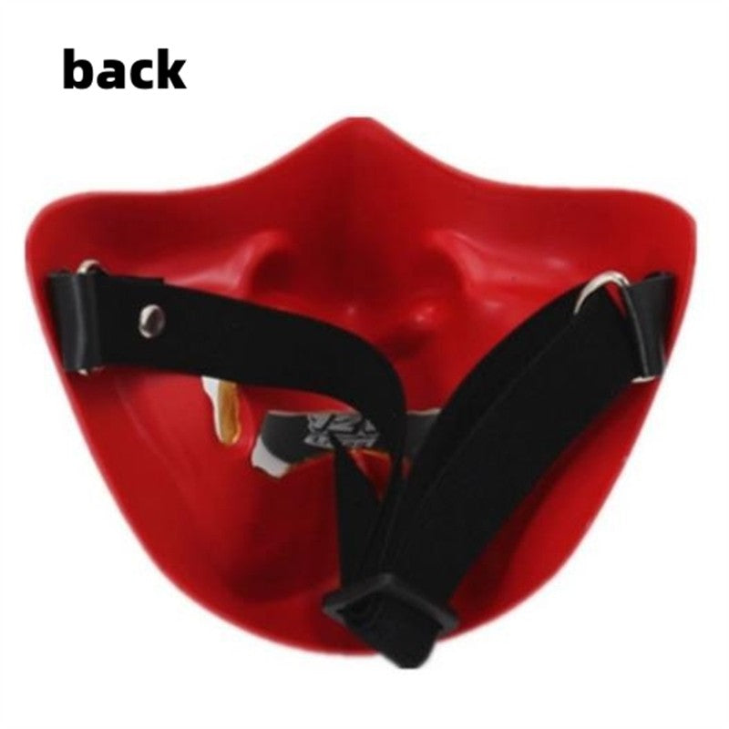 Halloween Cosplay Airsoft Mask Protective Fashion Half Face Mask Prajna Hannya Mask Japanese Samurai Evil Oni Demon Party Decor