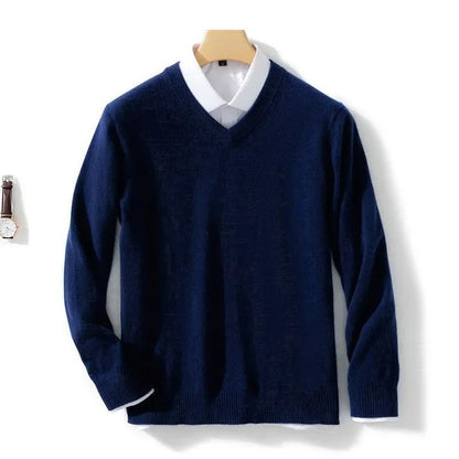 Men's Wool Cashmere Sweater O-Neck Pullovers Knitted Sweaters Autumn Winter Long Sleeve High-End Jumpers Tops Knitwear Male 3XL