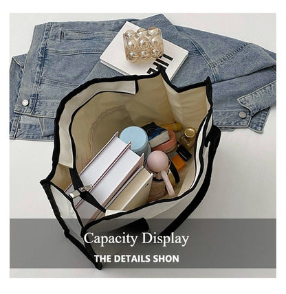 Large Capacity Canvas Bag Versatile Bag Women's Fashion Portable Shoulder Commuter Tote Bag Ethnic Style