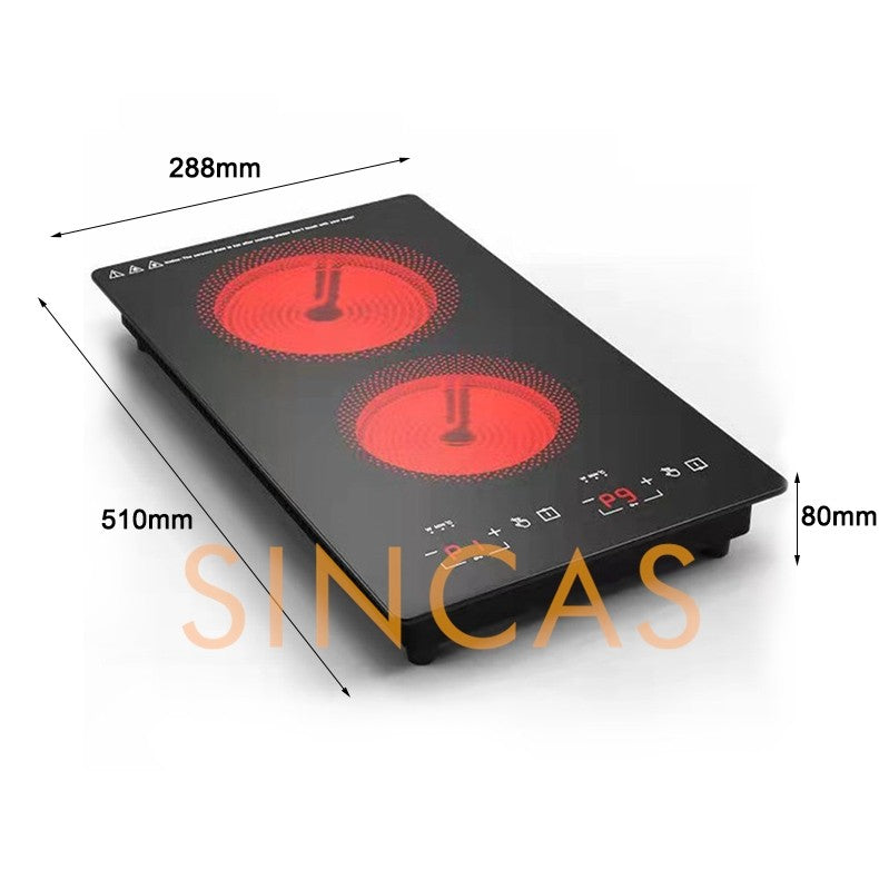 220\110V Embedded Double-Head Electric Ceramic Stove Induction Cooker Vertical Full-Plate Double-Head Light Wave Stove