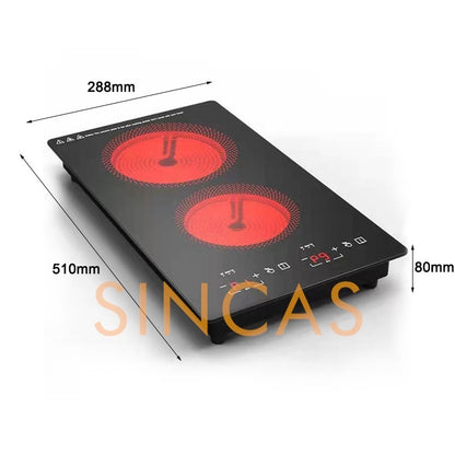 220\110V Embedded Double-Head Electric Ceramic Stove Induction Cooker Vertical Full-Plate Double-Head Light Wave Stove