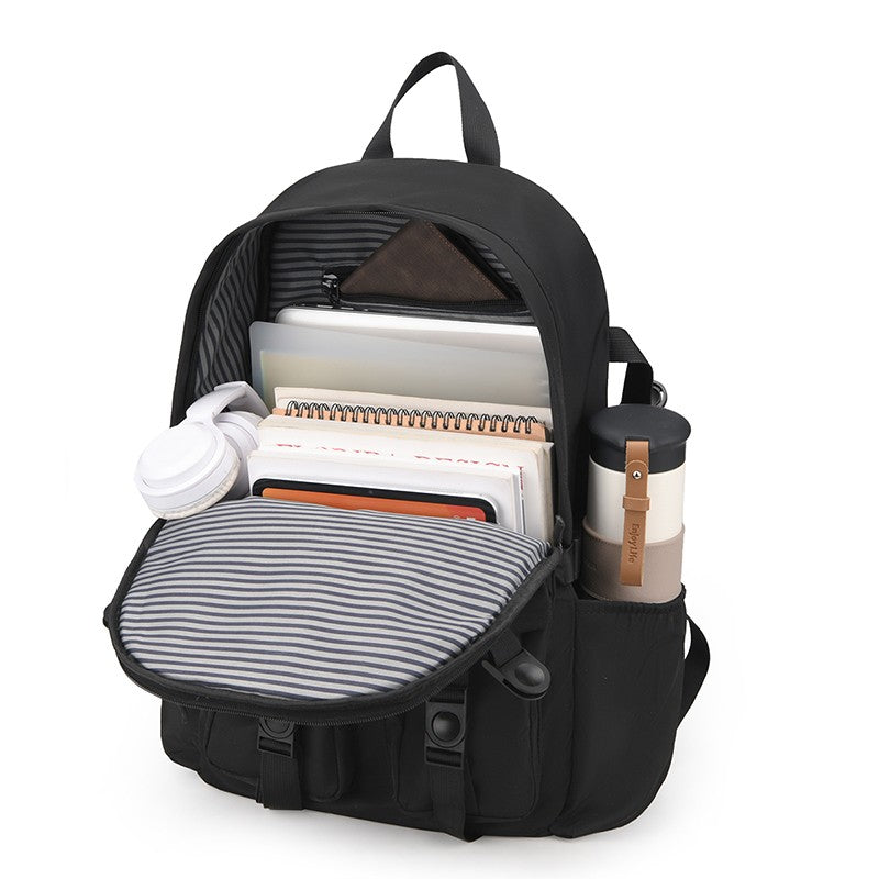 Mochila Masculina Simples e Moderna - Grande Capacidade, Compartimento para Laptop, Vários Bolsos, Ideal para Estudantes e Viagens