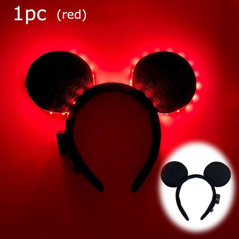 1/2pcs LED Glowing Neon Mouse Ears Headband Girls Festival Headbands Mickey Hairband Children Birthday Party Hair Accessories