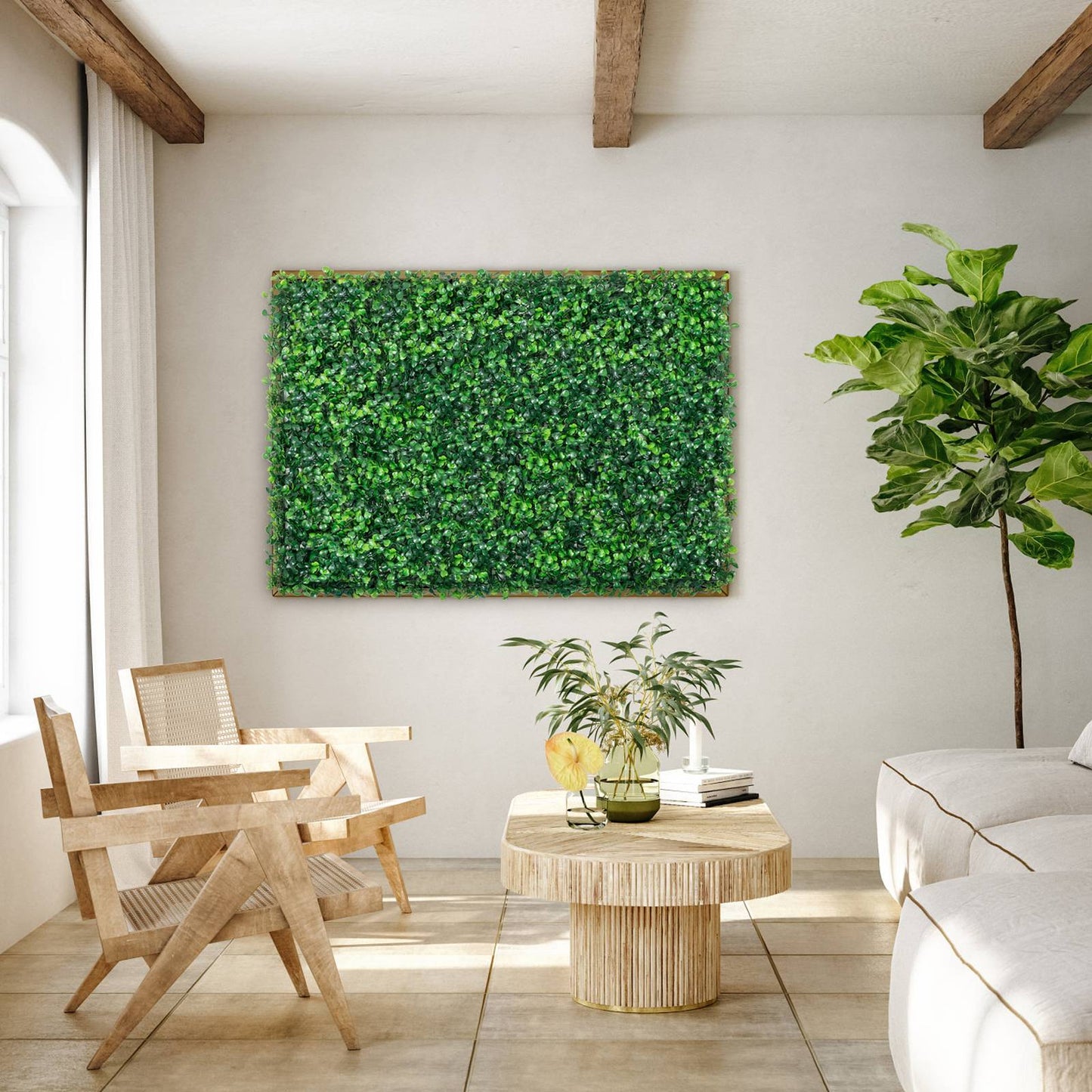 SucceBuy Artificial Boxwood Panel  24pcs 20x20/24x16 in Boxwood Hedge Wall Panels Artificial Grass Backdrop Wall Green Grass