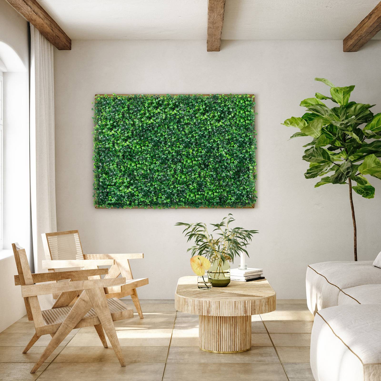 SucceBuy Artificial Boxwood Panel  24pcs 20x20/24x16 in Boxwood Hedge Wall Panels Artificial Grass Backdrop Wall Green Grass