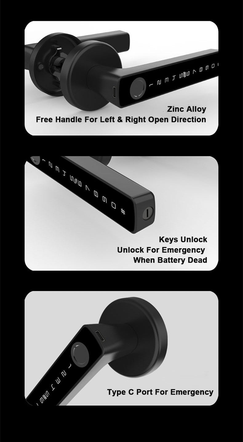 RAYKUBE M5 Tuya BLE Smart Fingerprint Door Lock Digital Electronic Lock with Password/Key/IC Card/ Smartlife/ Tuya APP Unlock