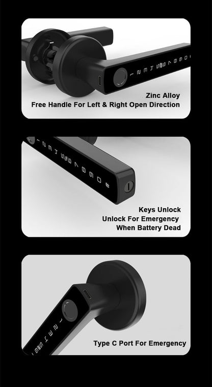 RAYKUBE M5 Tuya BLE Smart Fingerprint Door Lock Digital Electronic Lock with Password/Key/IC Card/ Smartlife/ Tuya APP Unlock