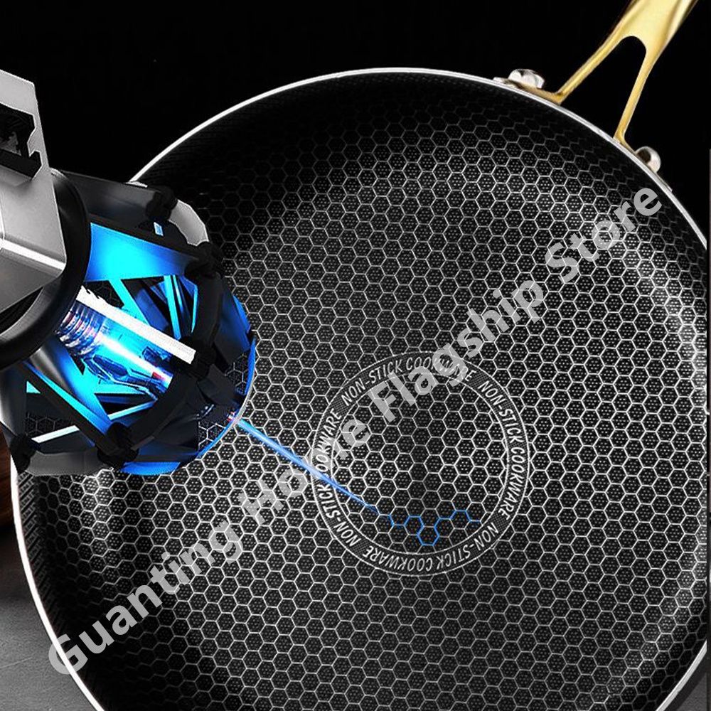 316 Stainless Steel Frying Pan Wok Non-stick Honeycomb Pot Home Steak skillet Gas Stove Induction Saucepan Kitchen Cookware 30cm