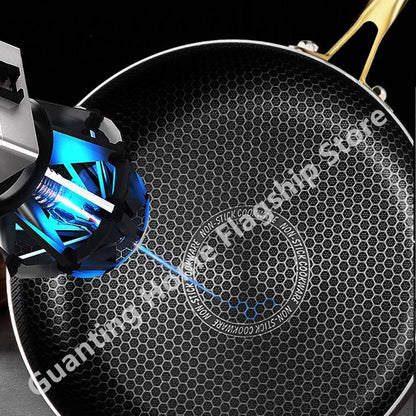 316 Stainless Steel Frying Pan Wok Non-stick Honeycomb Pot Home Steak skillet Gas Stove Induction Saucepan Kitchen Cookware 30cm