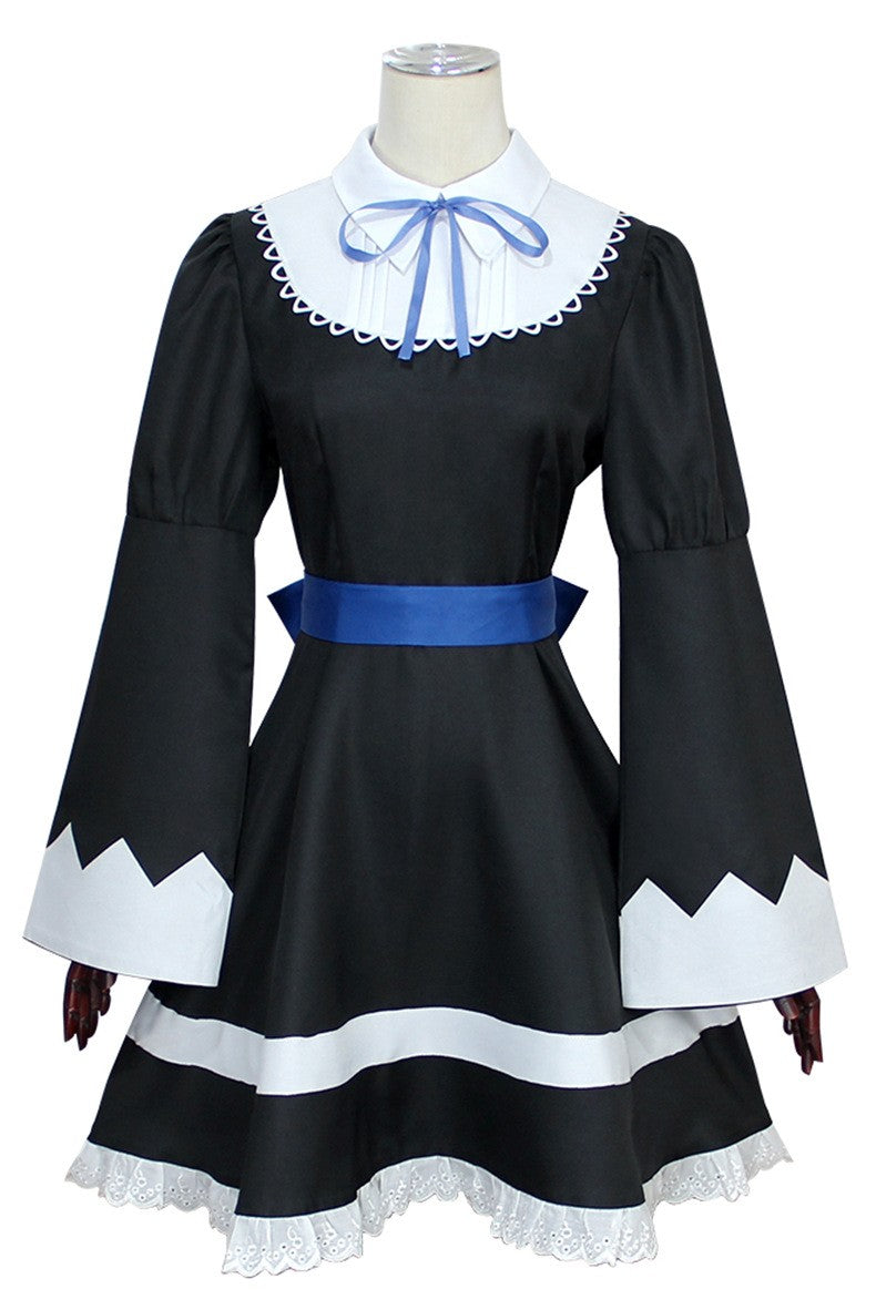 Anime Panty & Stocking with Garterbelt Younger Sister Anarchy Stocking Cosplay Costume Gothic Maid Lolita Dress Wig Long Socks