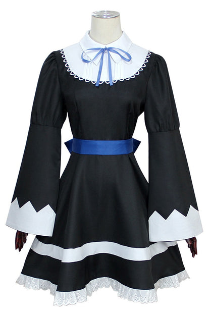 Anime Panty & Stocking with Garterbelt Younger Sister Anarchy Stocking Cosplay Costume Gothic Maid Lolita Dress Wig Long Socks