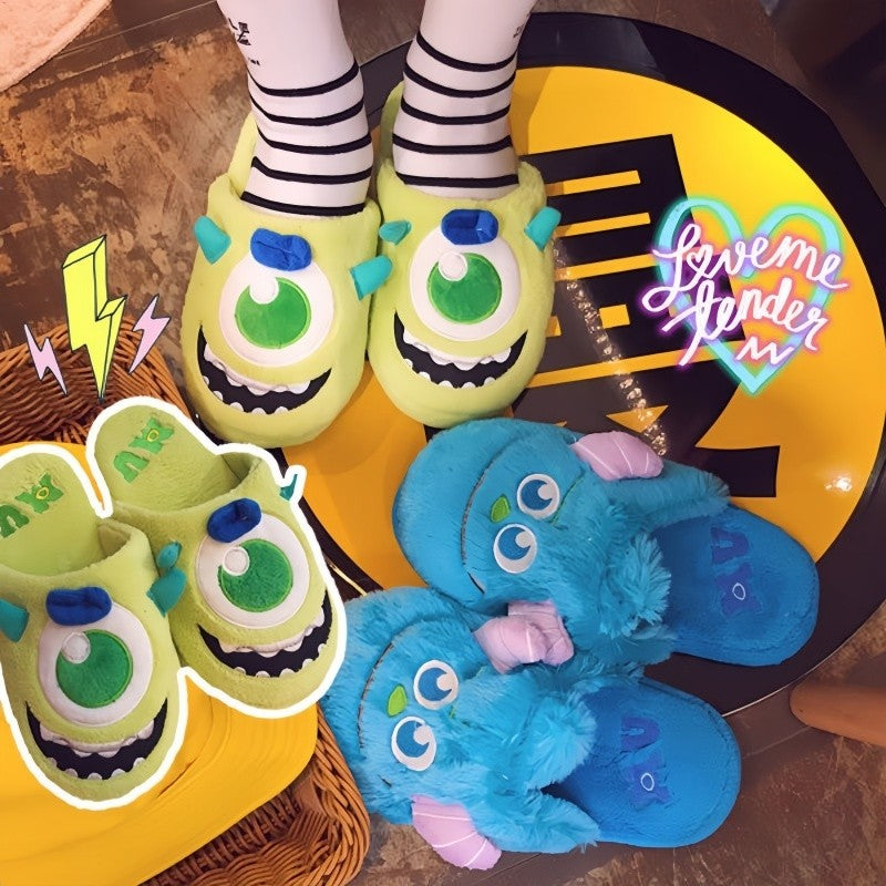 Pantufa de Anime Universidade Monstros Disney Monstros SA Mike Wazowski Sullivan Quente de Inverno Antiderrapante Desenho Animado Sapatos Domésticos