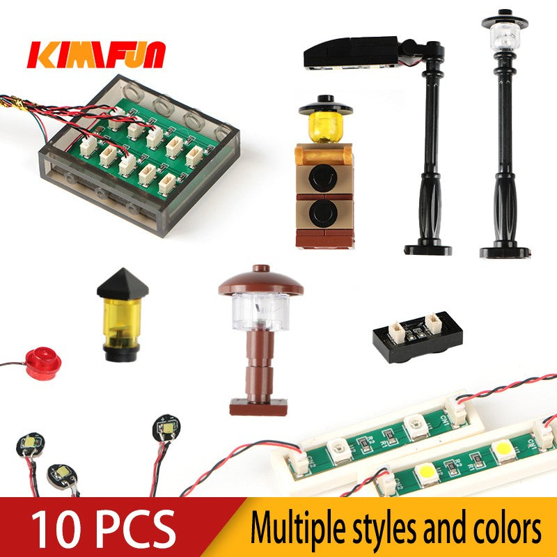 10PCS 0.8mm Pino RGB LED Blocos de Montar USB Lâmpada DIY Luz de Rua Cidade Decoração Elétrica 1X1 Tijolo Compatível com Todas as Marcas