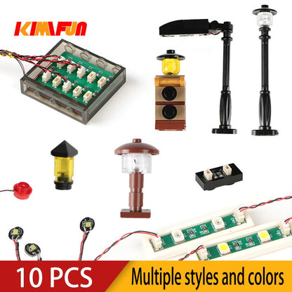 10PCS 0.8mm Pino RGB LED Blocos de Montar USB Lâmpada DIY Luz de Rua Cidade Decoração Elétrica 1X1 Tijolo Compatível com Todas as Marcas
