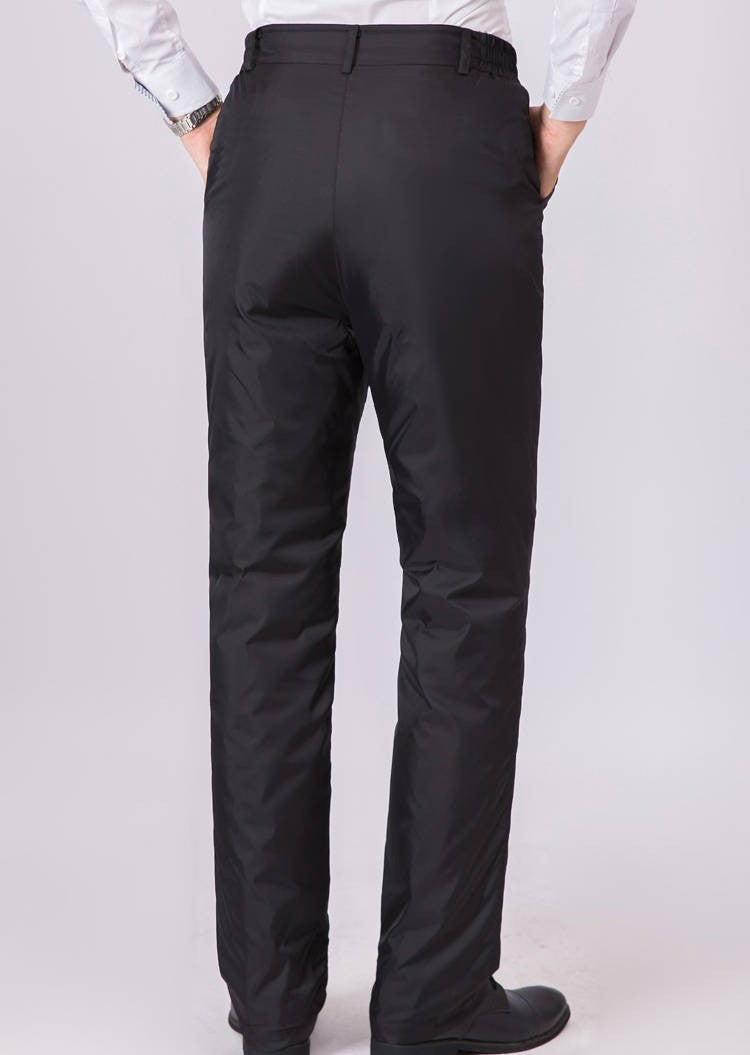 Mens Duck Down Padded Pants High Waist Men's Winter Business Pants Warm White Duck Down Padded Trousers Male Black PT-406