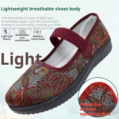 2025 New Women's cloth Shoes Soft soled comfort grandma footwear Casual lightweight lazy flats Ladies breathable non slip shoes