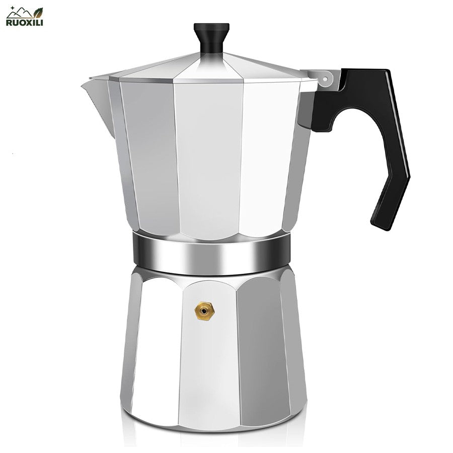 Aluminum Espresso Stovetop Perfect for Home Mocha & Tea Brewing, Elegant Design for Coffee Enthusiasts, Manual Espresso Maker
