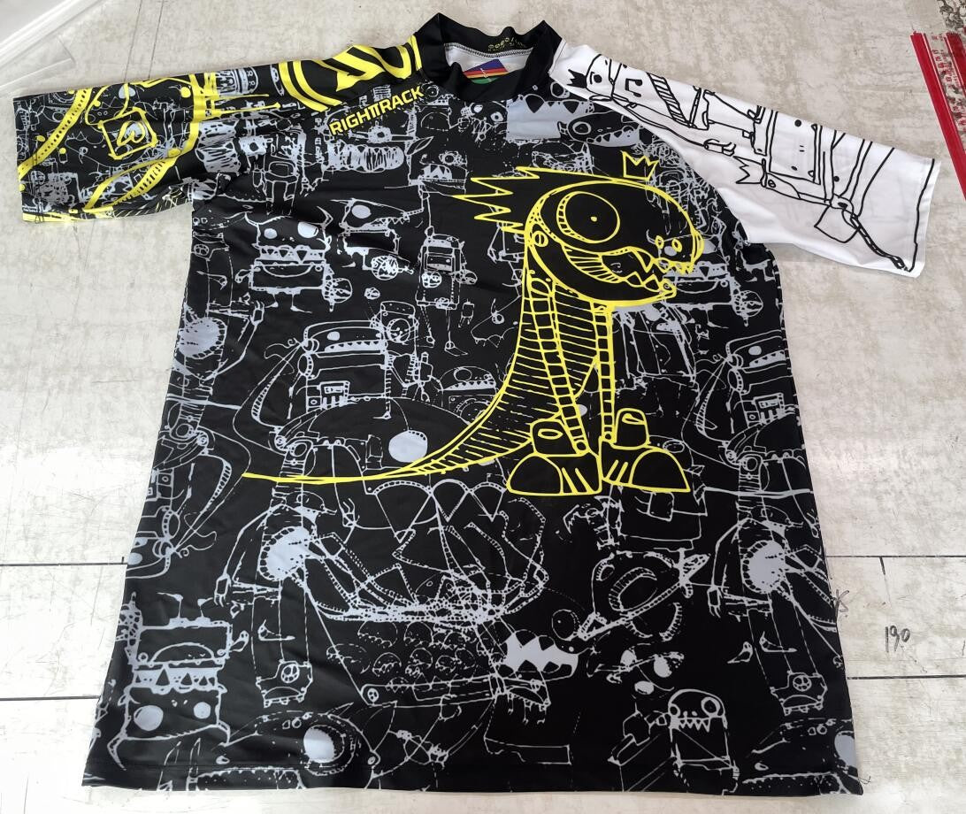 Hot Men's Short Sleeve Surfing Shirt Nautical Diary Lycra Rashguard RIGHTTRACK For Surf Sportswear Beach Swimwear UPF50+ Clothes