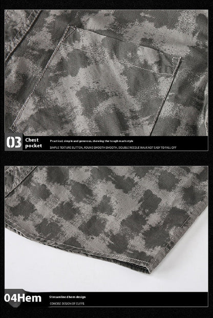 Summer Men Short Sleeve Cargo Breathable Shirt Men Casual Plaid Tactic Shirts Men Camouflage Outdoor Camp Hike Safari Work Shirt