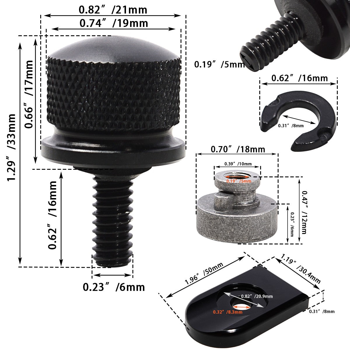 Rear Fender Seat Bolt Nut Tab Screw Motorcycles Mount Knob Cover For Harley Sportster XL Dyna Softail Breakout Touring Universal