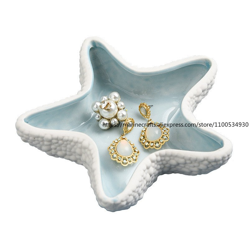 Mediterranean Ceramic Shell Ornaments Living Room Decorations Ocean Jewelry Box Multi-Functional Storage Accessories