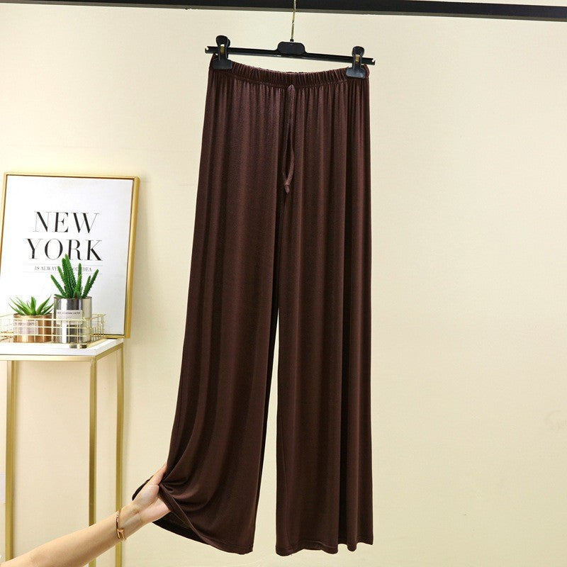 Plus size L to 6XL U-Neck Women's wide leg pants high waist Loose Long pant solid color Casual drapped trousers all match