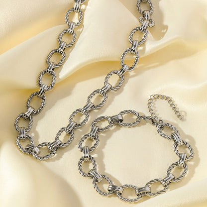 GANEMLY Conjunto de colar e pulseira de corrente de metal de aço inoxidável 316L para mulheres, gargantilhas de estilo punk, joias à prova d'água, presente feminino