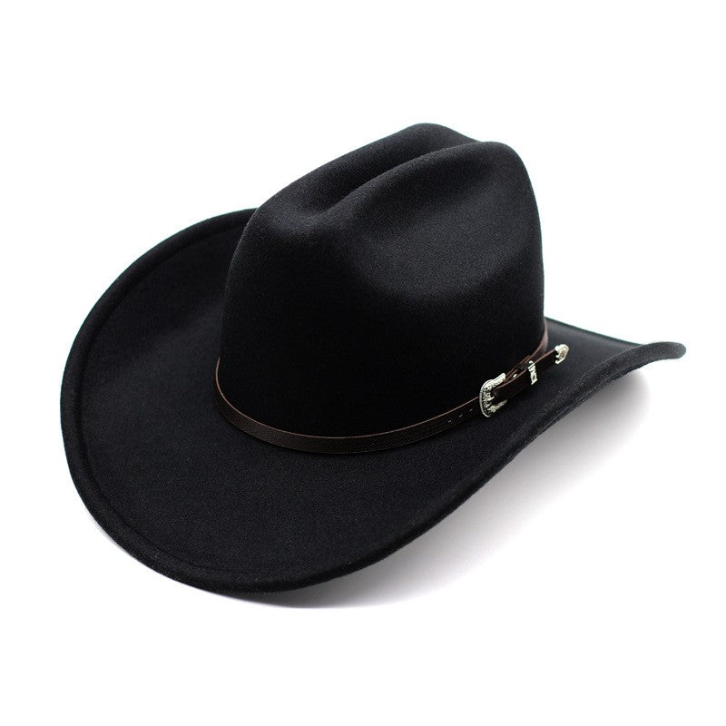 New Vintage Western Cowboy Hat For Men's Gentleman Lady Jazz Cowgirl With Leather Wide Brim Cloche Church Sombrero Hombre Caps