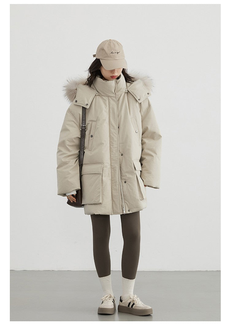 CHIC VEN Women Down Coats Solid Outdoor Loose Casual Down Jacket  Thickened Parka Jackets Female Overcoat Autumn Winter 2023