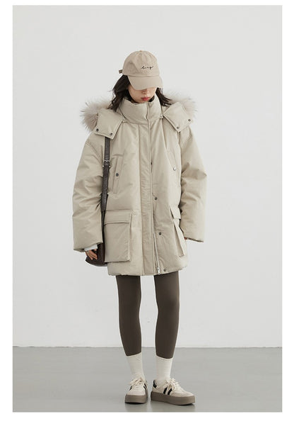 CHIC VEN Women Down Coats Solid Outdoor Loose Casual Down Jacket  Thickened Parka Jackets Female Overcoat Autumn Winter 2023