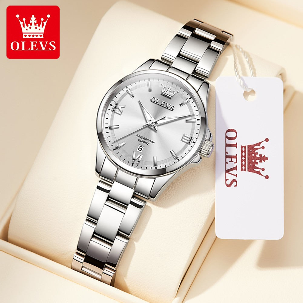OLEVS Women's Watches Trend Elegant Stainless Steel Original Brand Small Dial Quartz Wristwatch for Lady Waterproof Luminous New