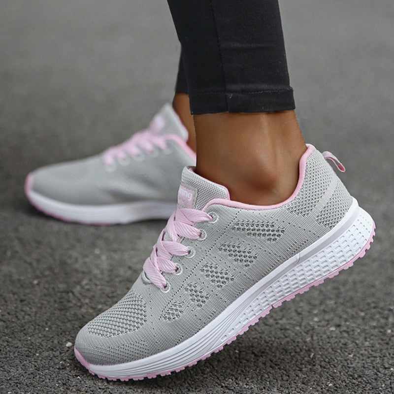 Women's Sneaker 2025 New Fashion Breathable Trainers Comfortable Sneakers Mesh Fabric Lace Up Women's Tennis Shoes For Women
