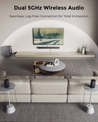 Sistema de Som Surround 7.1.4 ULTIMEA Barra de Som para TV com Dolby Atmos e Controle por APP, Alto-falante Bluetooth Doméstico com Subwoofer Sem Fio de 10"