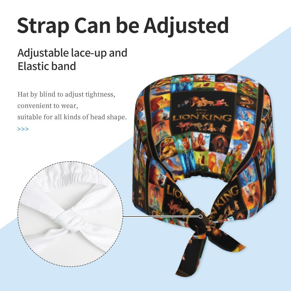 Boné cirúrgico personalizado O Rei Leão, divertido, para homens e mulheres, chapéu de esfoliação, gorro de enfermeira para dentista