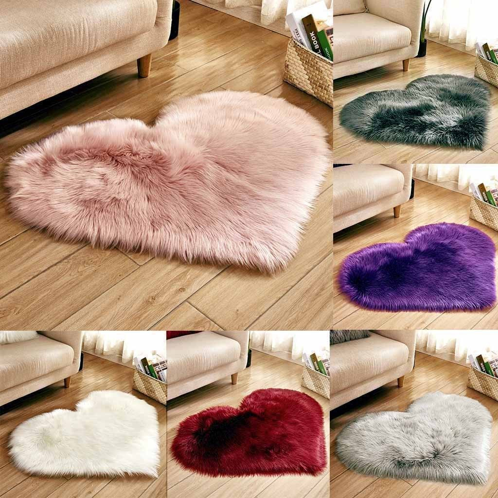 Heart Shaped Faux Fur Rug Bedroom Fluffy Shaggy Area Rugs Sheepskin Fuzzy Rug Carpets Throw Shag Rug Sofa Decor Floor Mat Plush