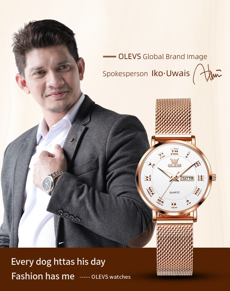 OLEVS 2920 Women's Watch Top Quality Stainless Steel Waterproof Double Calendar Quartz Watch Classic Fashion Luxury Women Watch