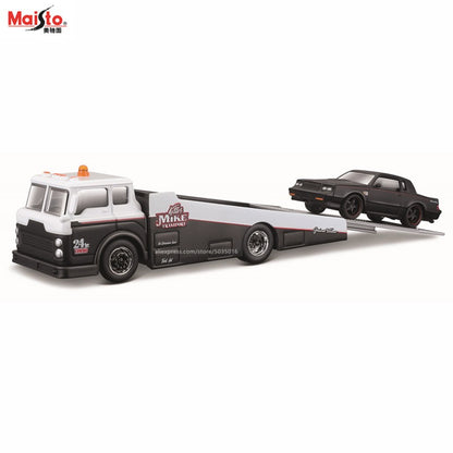 Maisto 1:64 FLATBED/1988 BMW M3 E30 1965 FORD MUSTANG elite transport Modelo de carro fundido coleção presente brinquedo