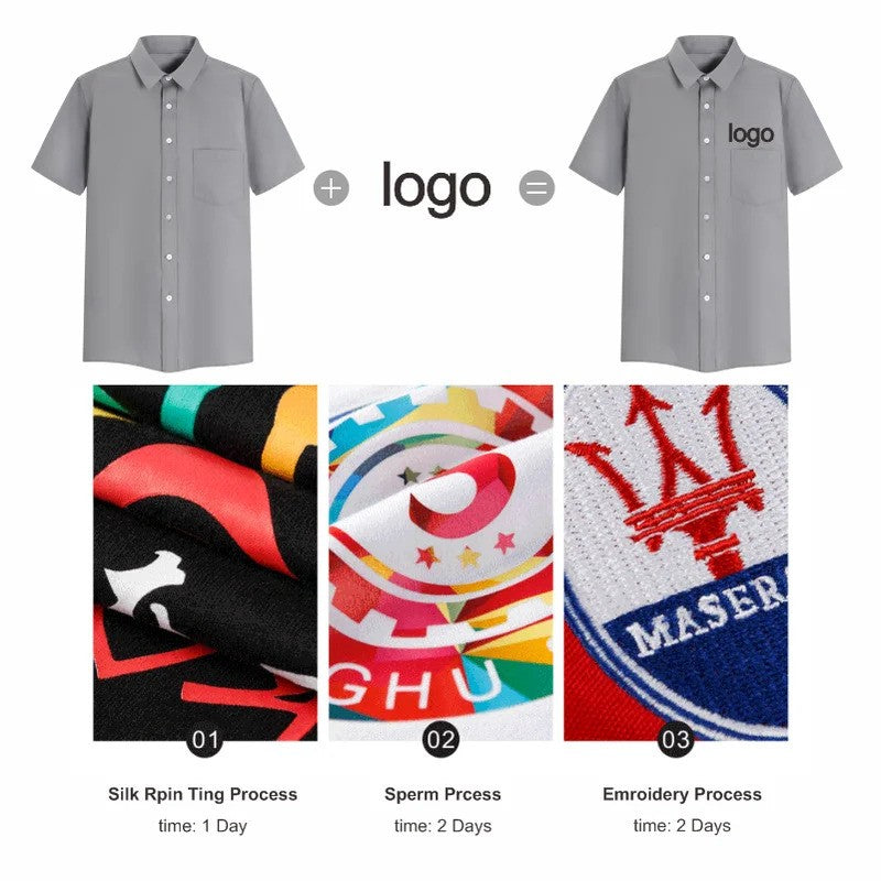 Short-sleeved Solid Color Shirt High-end Business Daily Tops Company Uniforms Can Be Customized With Printed Embroidery 2021 New