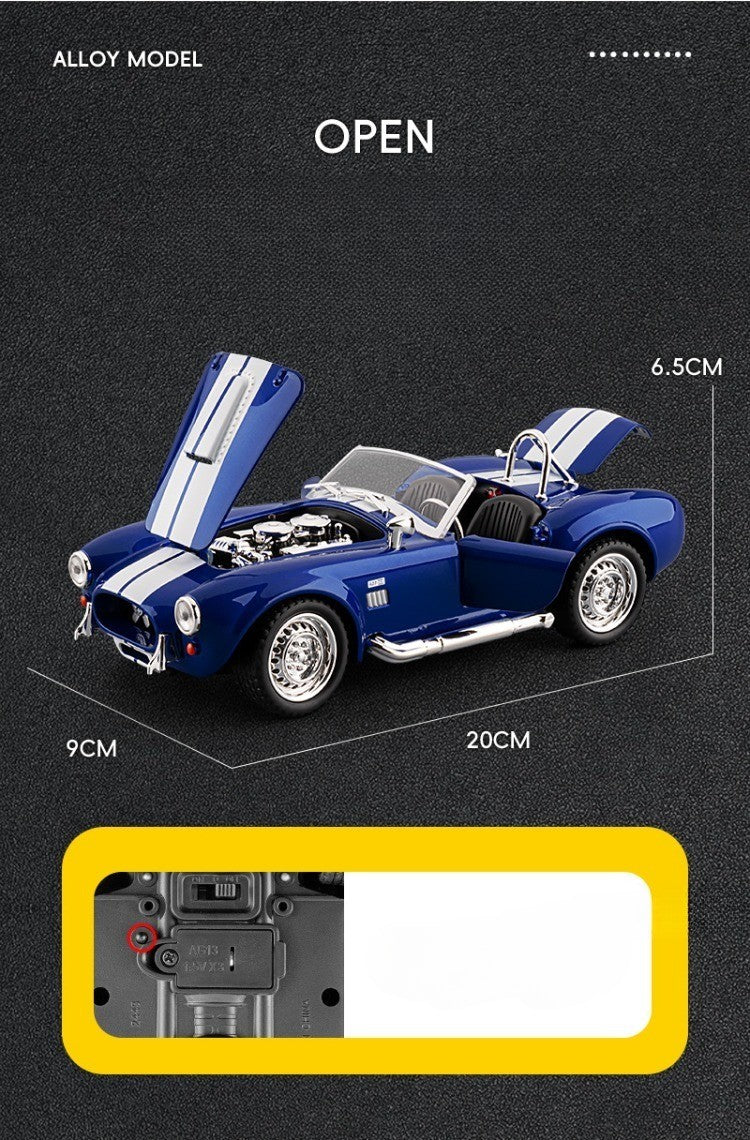Simulação 1:22 Clássico Shelby AC Cobra Carro de Liga Leve com Luzes e Sons Colecionável Miniatura de Metal Diecast Voiture