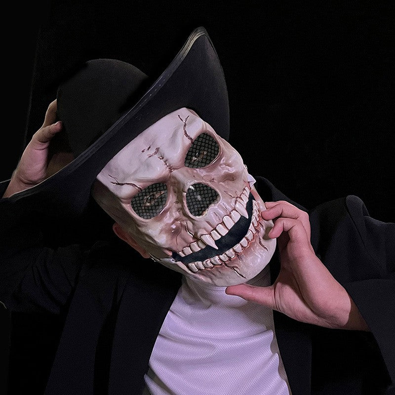 1pcs Moving Mouth Skull Mask Halloween Movable Props Scary Horror Character Props Halloween Holiday Party Masquerade Decoration