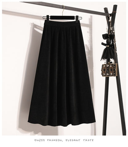 2025 Plus Size Pleated Skirts Solid Versatile Medium Length Skirt A-Line Maxi Gown Cover Autumn Winter New Half-length Skirt